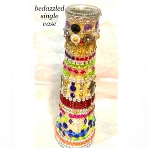 VASE ARTS & CRAFTS handcrafted embellished/bedazzled single decorative vase